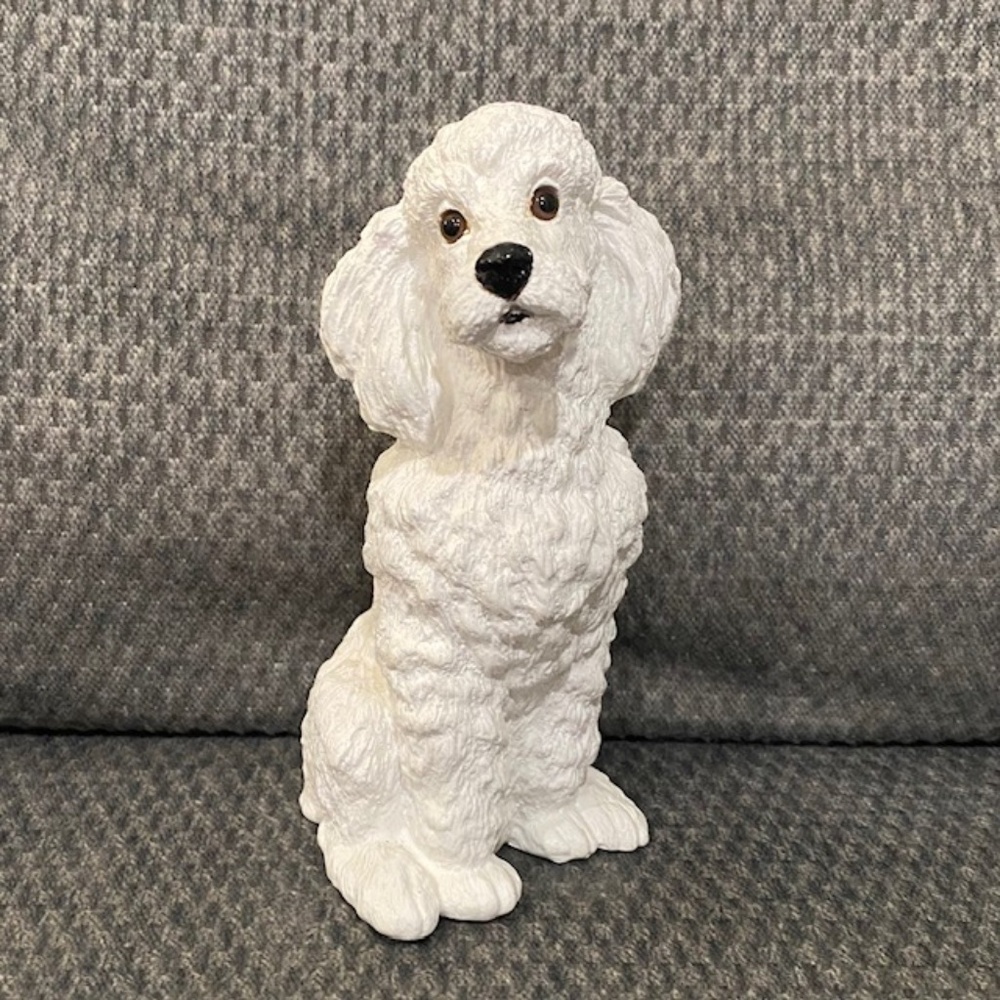 Vintage 1980's Collectible White French Poodle Dog Sitting Figurine